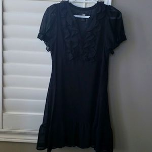 H&M black V ruffled neck